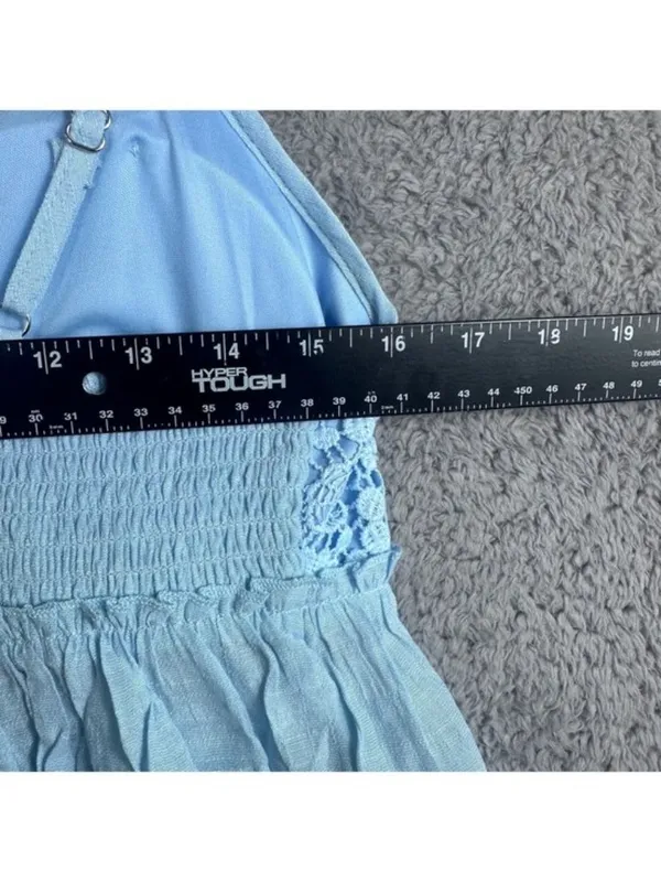 Rebellion Again Light Blue Lace Button-Up Tank Top, Size Large - Image 6