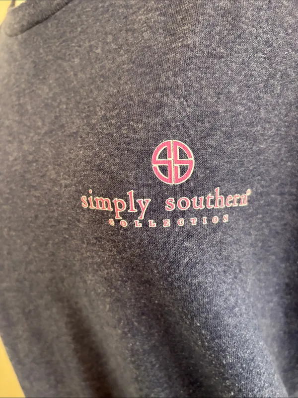 Simply Southern Heather Navy Short Sleeve Tee with Pink Logo - Image 5