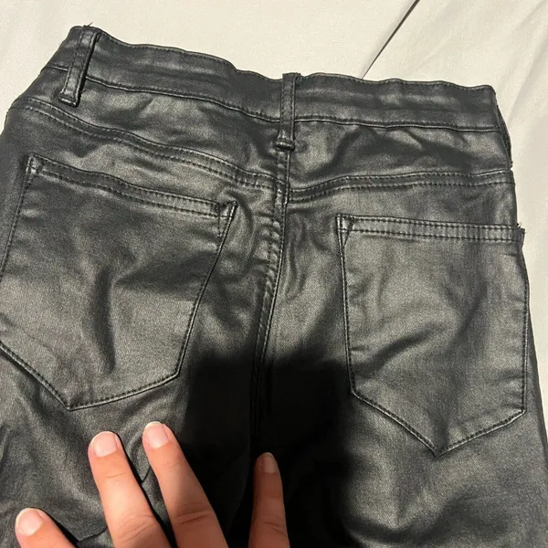 Edikted Luna Faux Leather Flare High Rise Pants Black Size‎ Small - Image 13