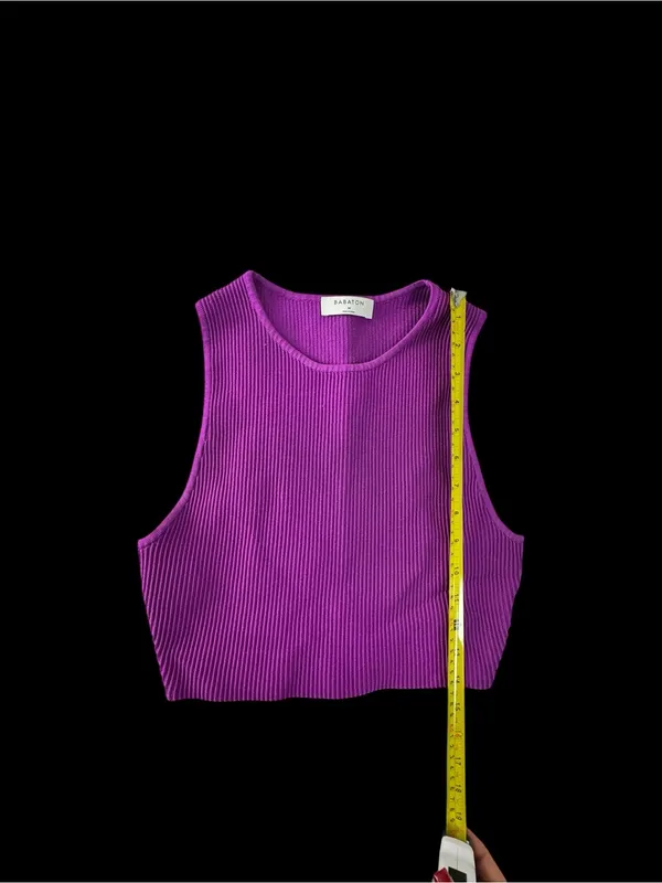 Babaton Ribbed Magenta Crop Tank - Image 2