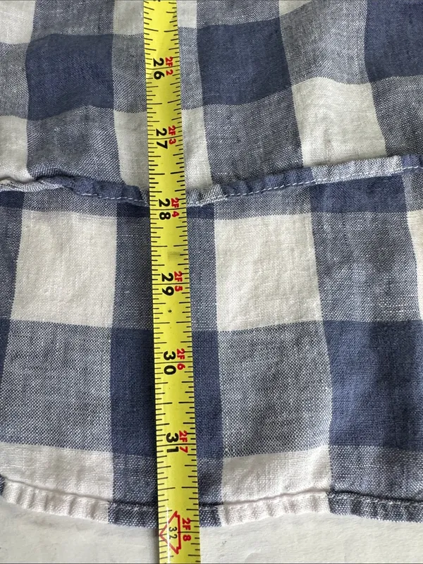 L.L. Bean Gingham V-Neck Tunic 100% linen casual lightweight summer fall M - Image 11