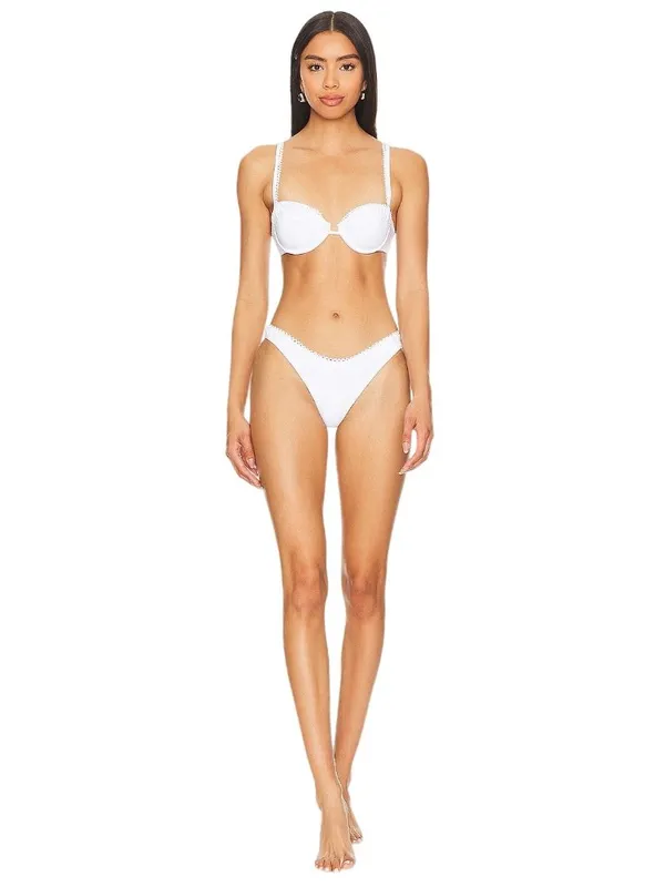 PEIXOTO Kallie Bikini Top in White Medium New Womens Swim - Image 4