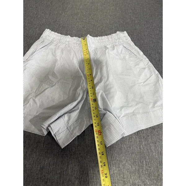 Aerie Women's Sz L Good Day Shorts Light Blue Striped High Rise Boxer Shorts - Image 8