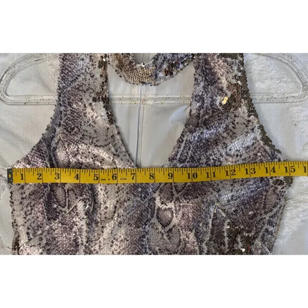 Fab'rik Bodycon Sequins Snakeskin Mini‎ Dress Sz S Cocktail Party Club Sexy Date - Image 13