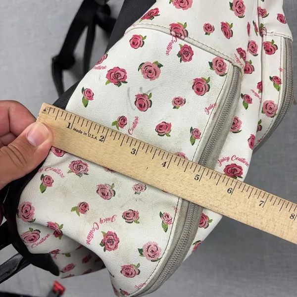 Juicy Couture Backpack White Pink Rose Floral Multi Zip Coquette Y2K Style - Image 10