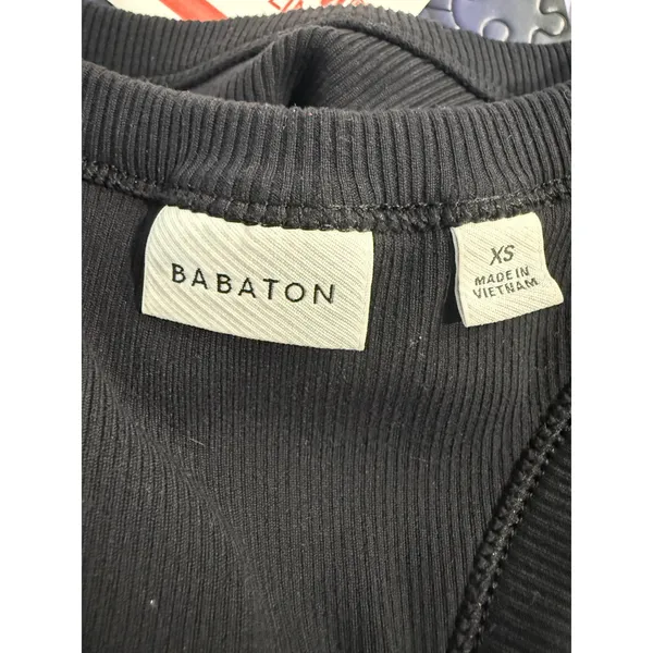 Babaton Womens XS Black Ribbed Knit High Neck Racerback Tank‎ Top Slim Fit - Image 4