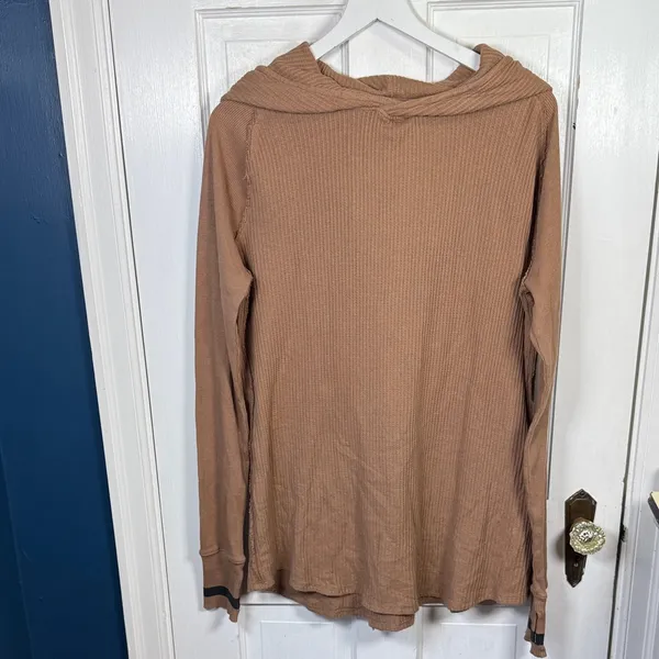 Free People We the Free Super Natural Thermal Hoodie Tan Brown W2294 Sz L - Image 4