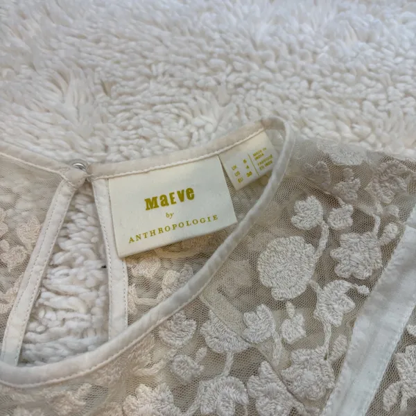 Maeve Womens Ivory Floral Lace Boho Festival Cottage Core Fairy Indie Top Sz 4 - Image 5