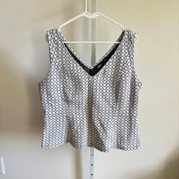 Anthropologie Maeve EUC Women's Black White Textured Astoria Peplum Top Size XL - Image 3