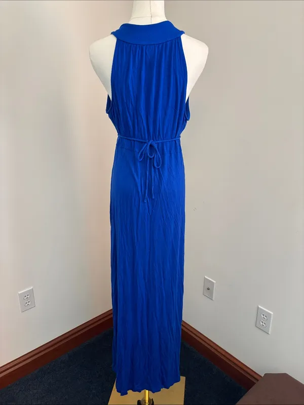 Motherhood Cobalt Blue Sleeveless Wrap-Front Maxi Dress - Image 4