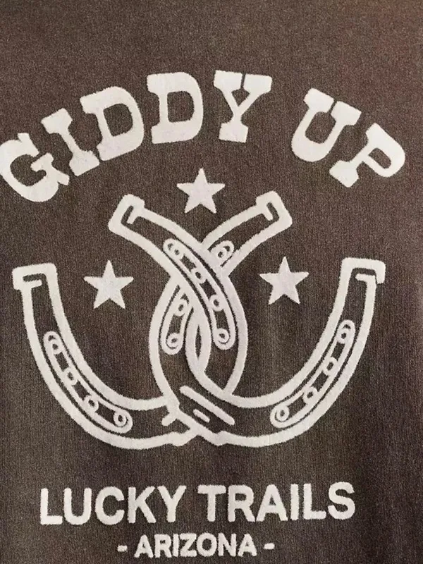 Lucky Trails 'Giddy Up' Graphic Crop Tee - Charcoal - Image 5