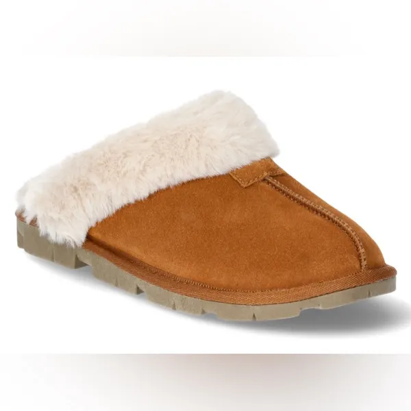 JOYSPUN Womens Faux Suede Soft Fur Slip On Slippers Size 7 Memory Foam New - Image 2