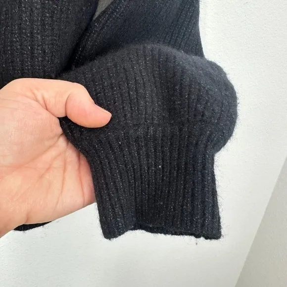 The Group‎ by Babaton Merino Wool Black Cropped V Neck Cardigan Luxe Lounge Cozy - Image 3