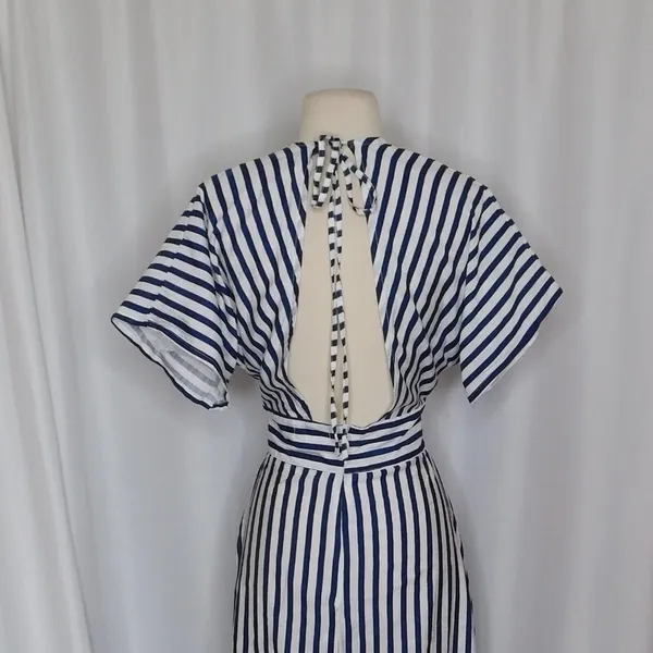 618 SIX ONE EIGHT Blue White Stripe Cabana Resort Dress Cruise Resortwear Medium - Image 7