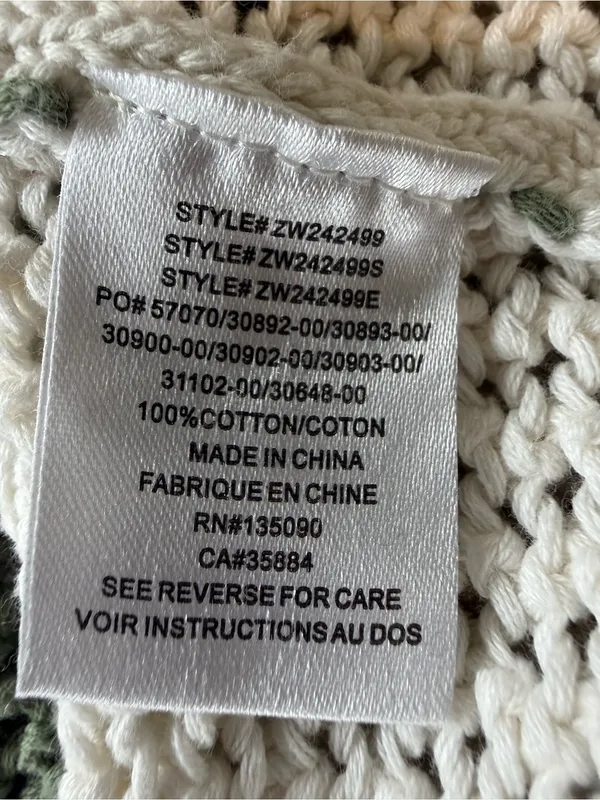 Z Supply Olive and Cream Striped Open-Knit Crew Sweater - Image 4