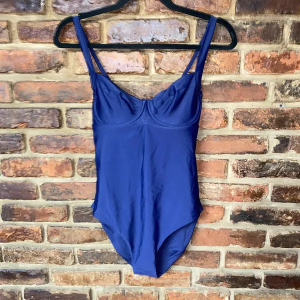 NWT Quince Deep Navy Blue Italian Underwire One-Piece Swimsuit Women's Medium - Image 3
