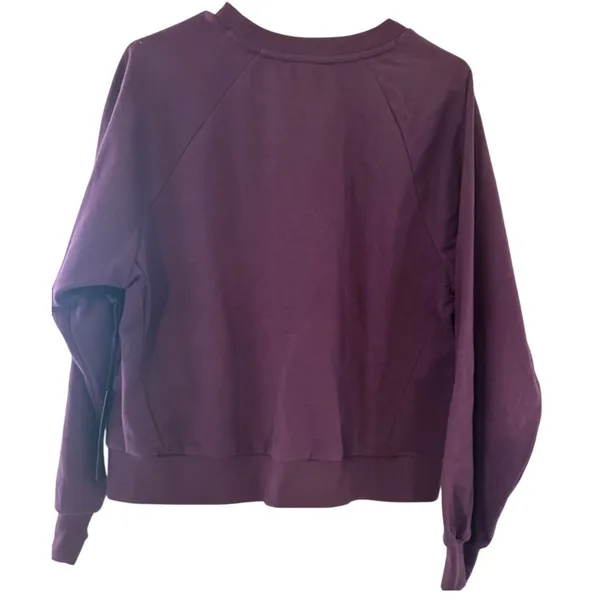 Tracy Evans NWT Plum Purple Boho Embroidered Crewneck Sweatshirt Floral Lace M - Image 4