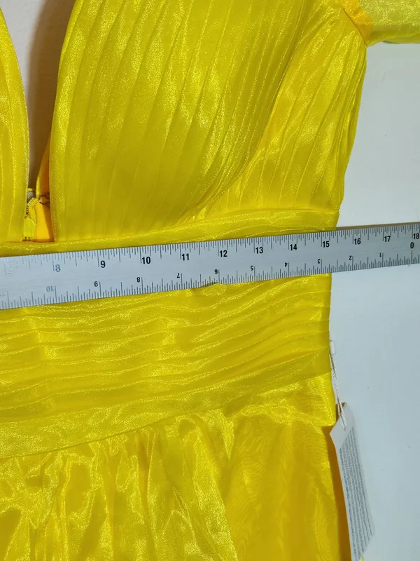 TS Couture Yellow Organza Evening Maxi Dress Size Medium NWT Flaw - Image 9