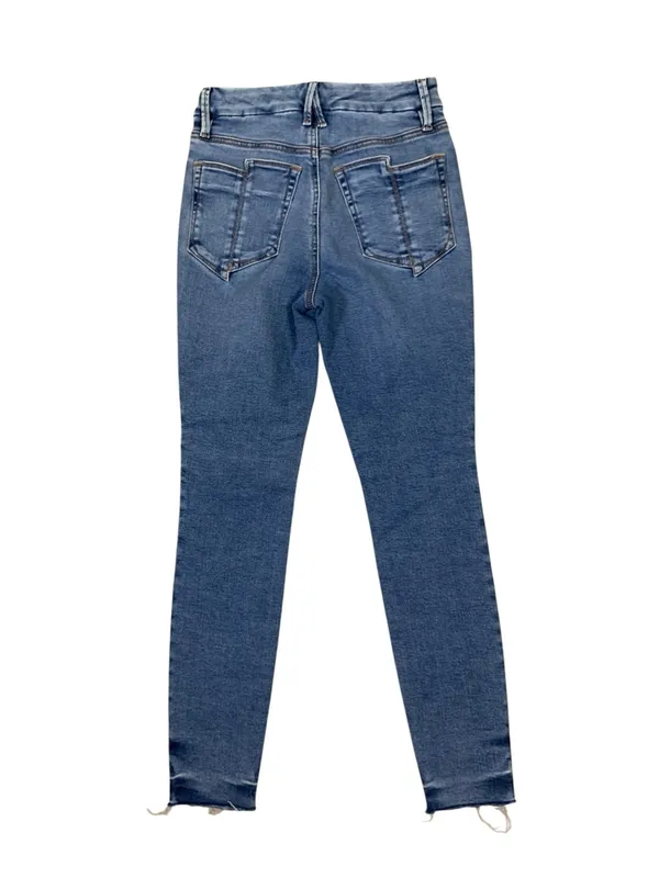 Good American Good Legs High Rise Skinny Stretch Blue Jeans Raw Hem 0 25 - Image 3