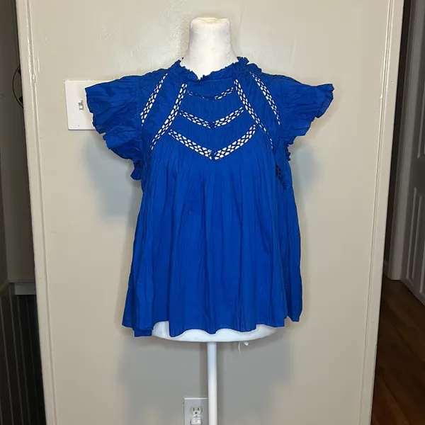 Tuckernuck Sea New York Aqua Paco Solid Flutter Sleeve Top NWT Size Small - Image 7