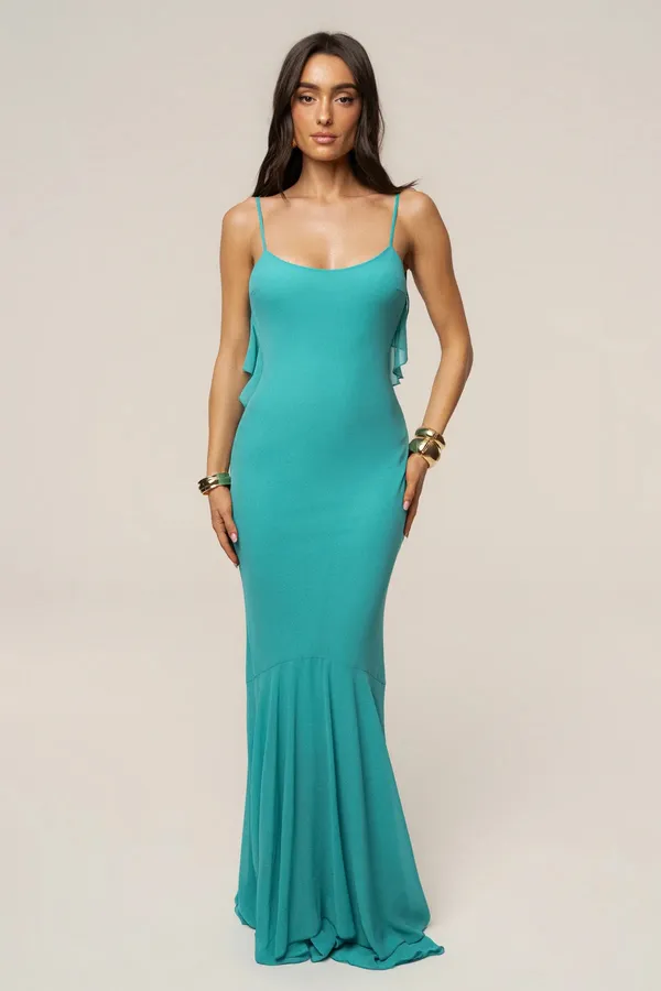 JLUXLABEL TEAL MIDNIGHT ROMANCE MAXI DRESS - Image 3