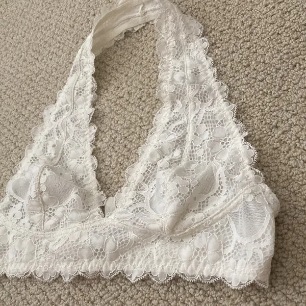 NEW Free People Intimately Bralette Halter Style Lacy White Cream Sheer S NWOT - Image 2