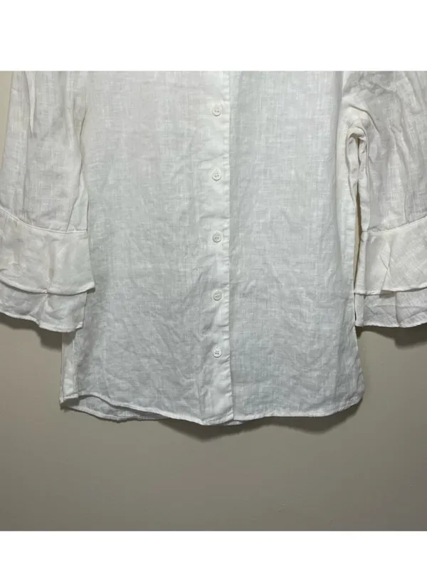 Reformation Linen Ruffle Shirt - Image 4