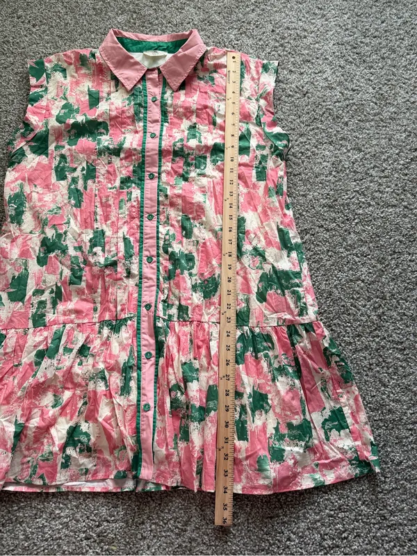 Entro Women’s Pink & Green Splatter Dream Dress Printed Button‑Front Dress - Image 6