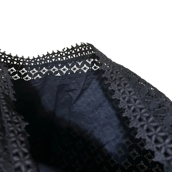 Merona Women‎ Cottagecore Boho Lace Shell Top Large Black Sleeveless Eyelet Trim - Image 7