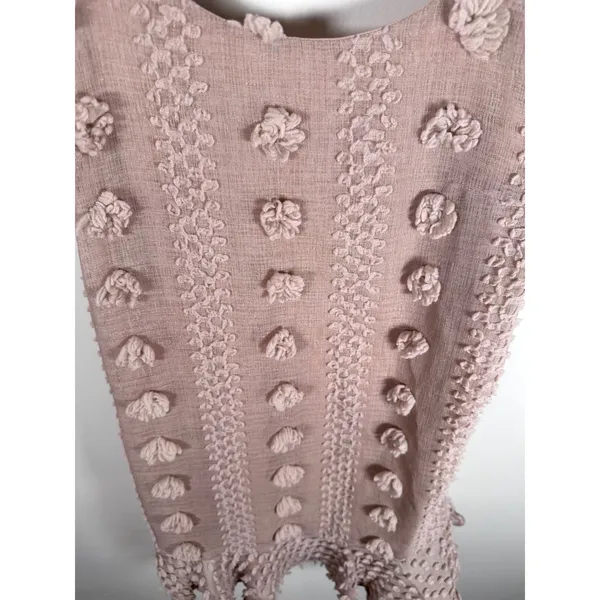 &merci Mini Dress Womens S Pink 3D Floral Pom Pom Textured Ruffle whimsical - Image 2