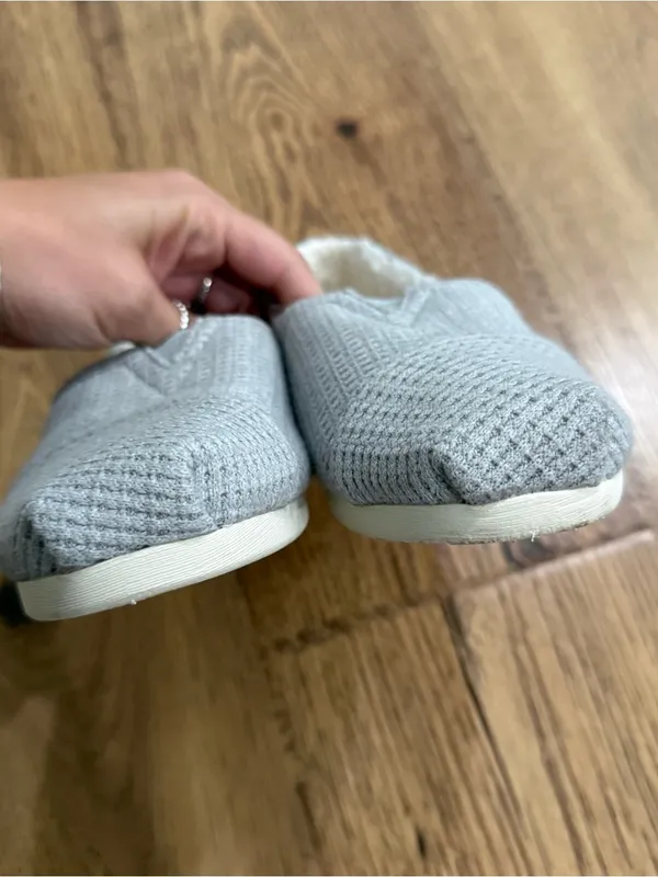 Toms X West Elm Womens Alpargata Mid Grey Repreve Waffle Knit Faux Shearling - Image 3