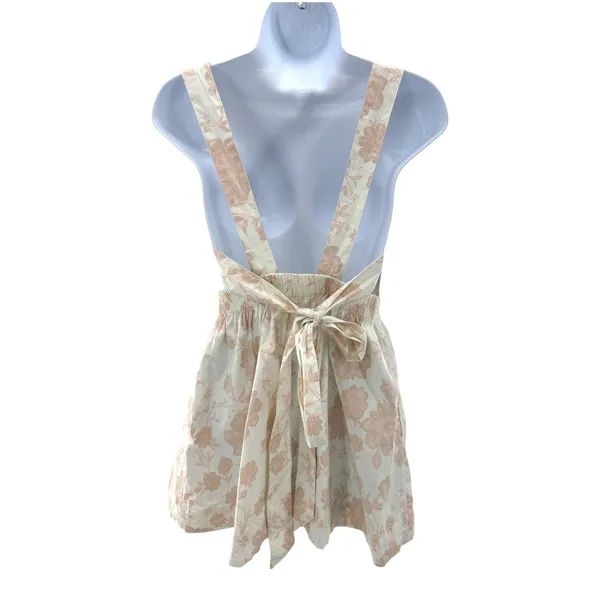 Free People Meet Me in Maui Floral Ruched Mini Dress Ivory Pink Open Back Jumper - Image 6