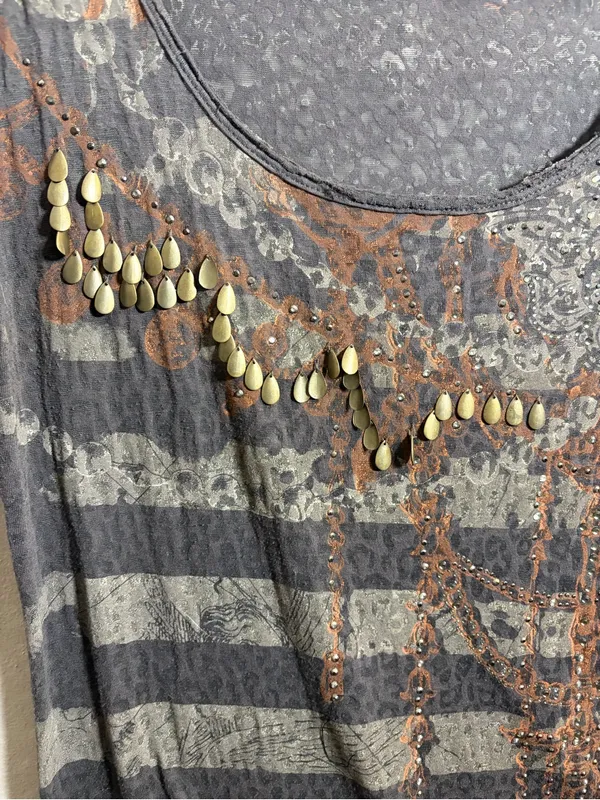 MM Unplugged by Miss Me T-Shirt rhinestones striped - Image 2
