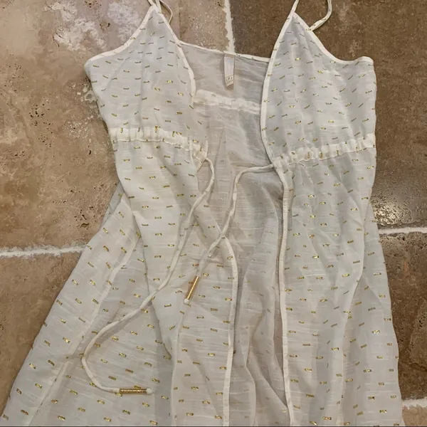 Morena Rosa Brazilian Sheer White Gold Tie Swim Beach Coverup S Cotton - Image 4
