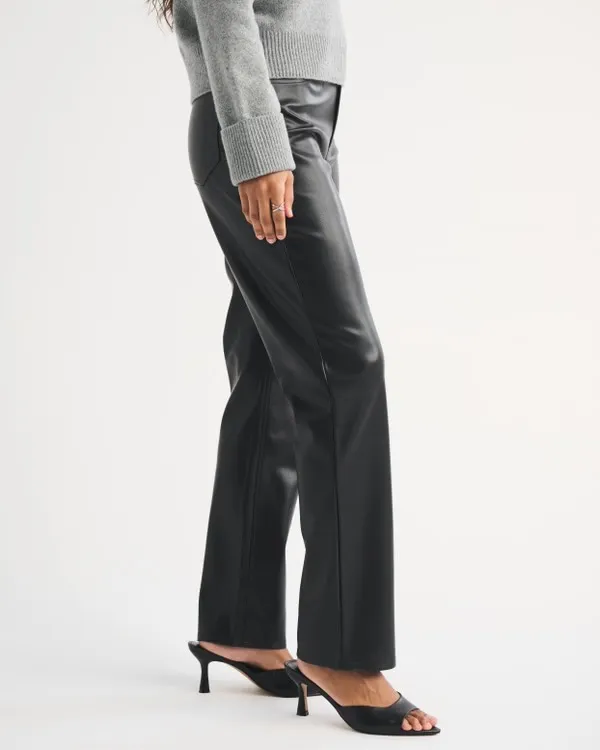 Abercrombie Curve Love ‘90s Straight Ultra High Rise Vegan Leather Pant - Image 4