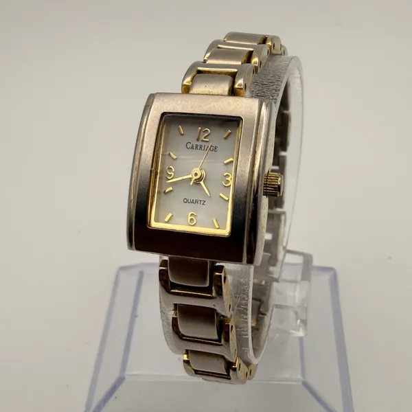 Vintage Timex Carriage Women's Two-Tone Tank Watch Working New Battery - Image 2