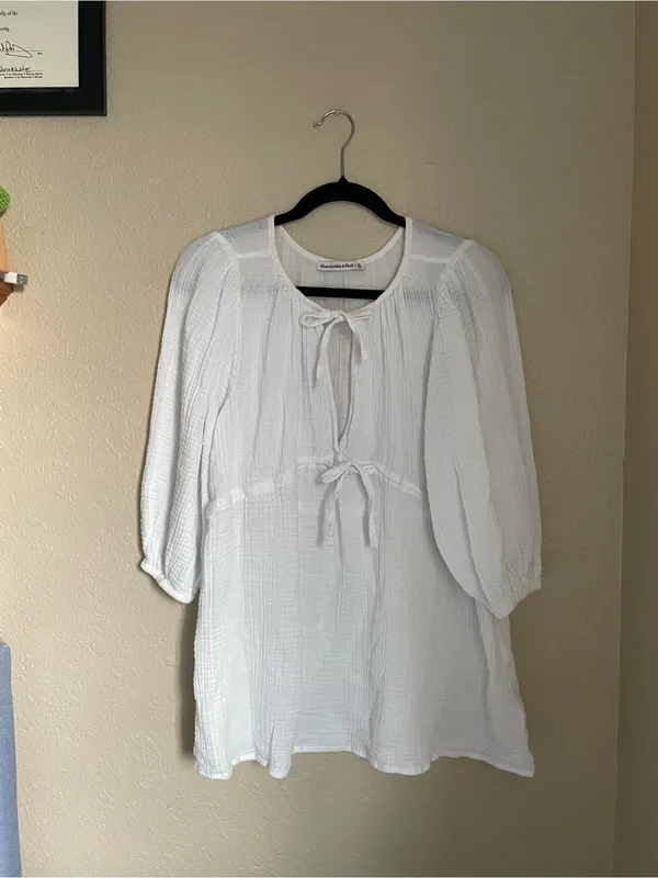 Abercrombie & Fitch Gauze Muslin Cotton Tie Front Beach Pool Coverup Size XS - Image 2