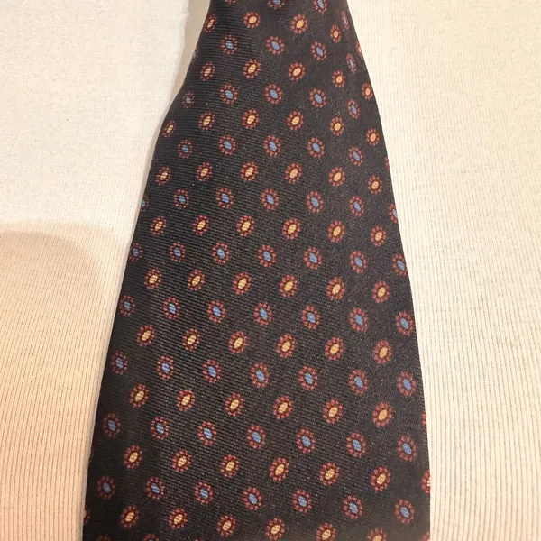Vintage Brooks Brothers Makers England Men's Tie Silk Brown Geometric Necktie - Image 6