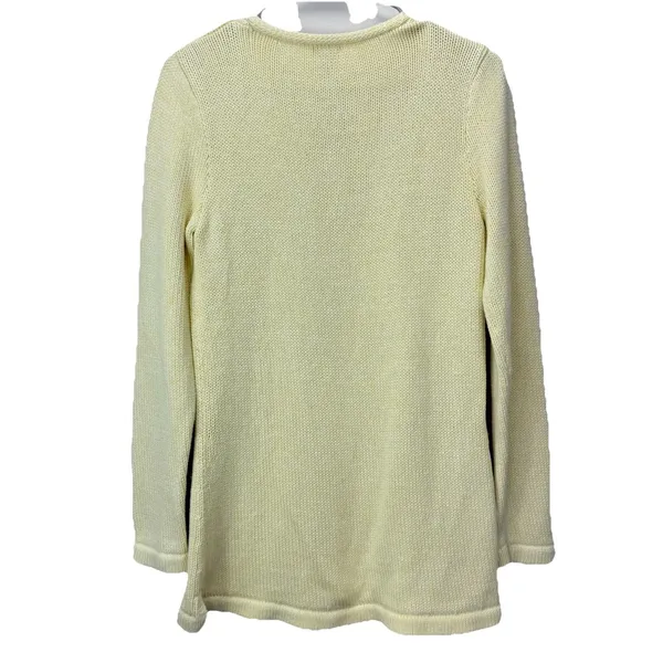 LL Bean Butter Yellow V Neck‎ Pullover Cotton Tunic Sweater Size SMALL - Image 6