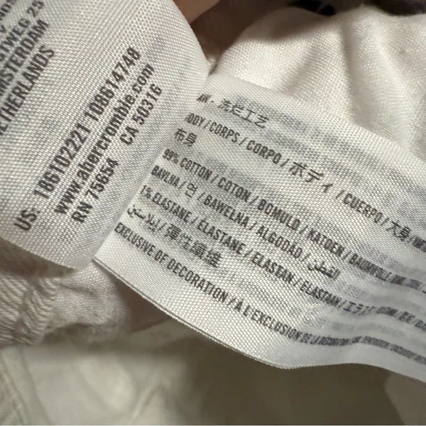 Abercrombie & Fitch 100% Cotton White Mom Jeans - Image 5