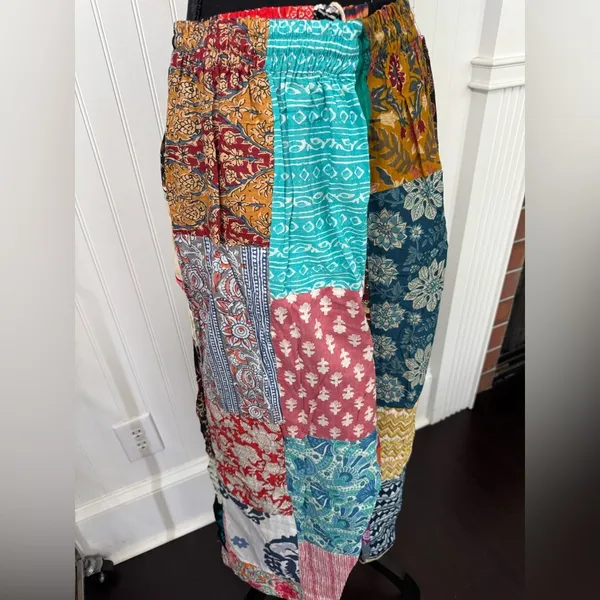Kathmandu Imports NWT Kantha Patchwork Wide Leg Drawstring Pants ~ One Size Fits Most - Image 4