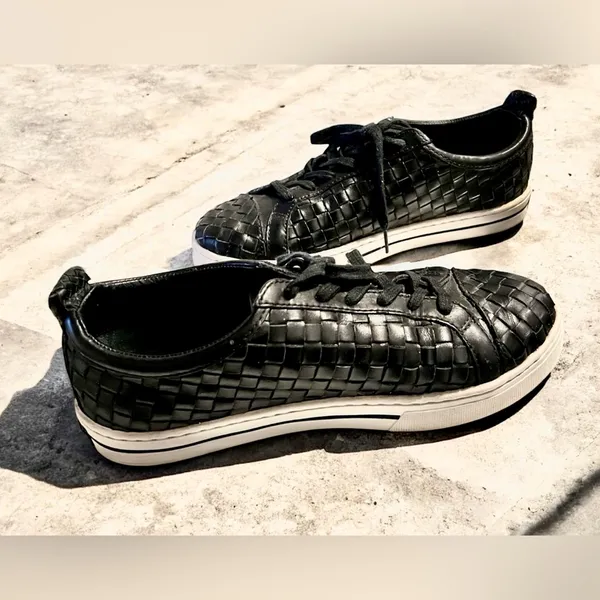 Brighton Woven Leather Sneakers Ferrara Monte Black Sz 9M Ret $235 Padded Comfy - Image 4