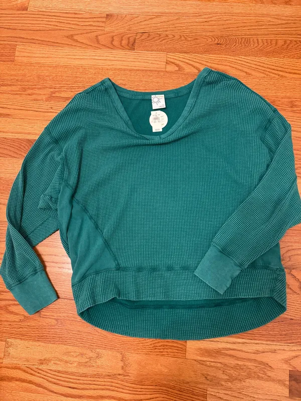 OFFLINE by Aerie green waffle knit weater - Image 2