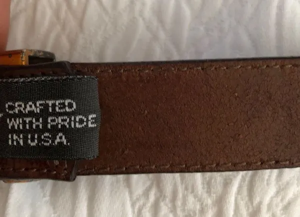 Brighton Vintage cowboy belt . Croc embossed Leather & silver M. - Image 6