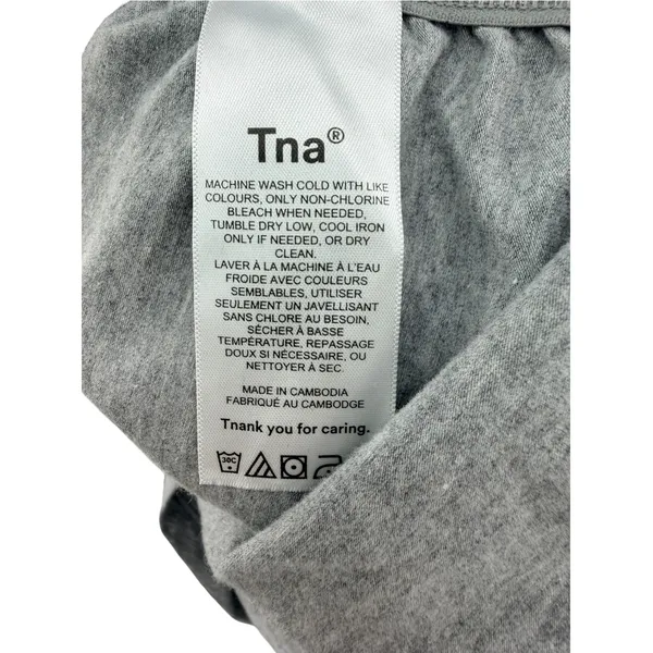 Aritzia Tna Chill Malibu Ruched Long Sleeve Dress S Grey Cotton Bodycon Mini M - Image 4