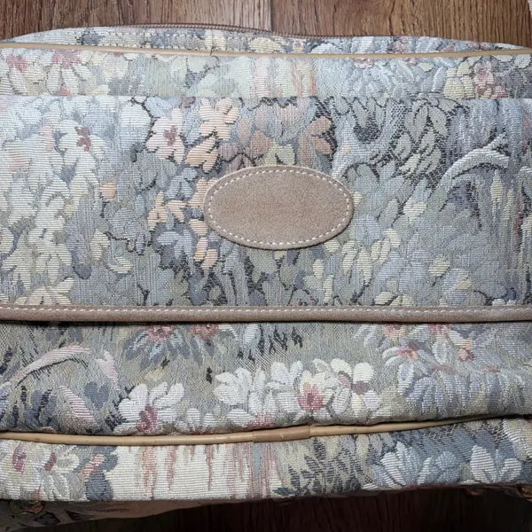 French Luggage Co Vintage Floral Tapestry Carry On Bag Travel Tote Made in USA - Image 14