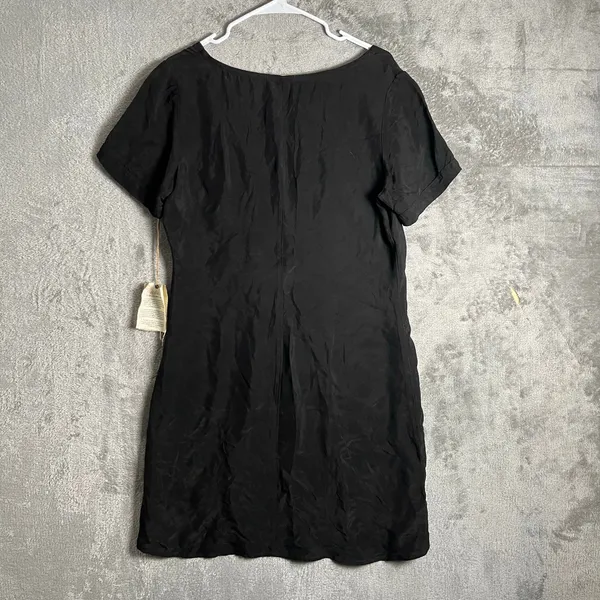Ecoskin Black Cupro Tunic Dress Minimal Lagenlook Artsy Size‎ Large New - Image 3