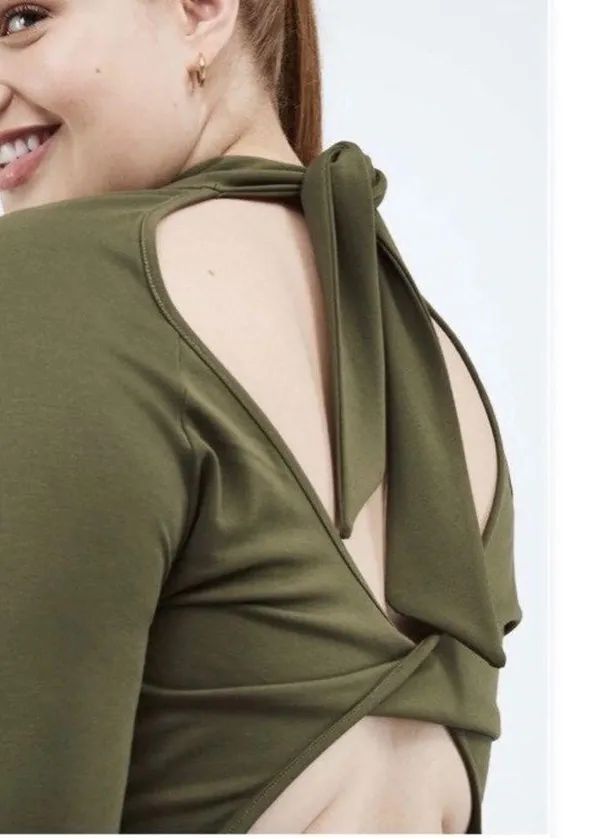 Fabletics Racquel Back Twist Dress Dark Moss Size Xl NW Detailed Tag - Image 4
