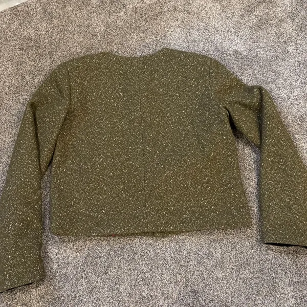 A New Day Green Gold Metallic Speckled Tweed Blazer Jacket - Image 14