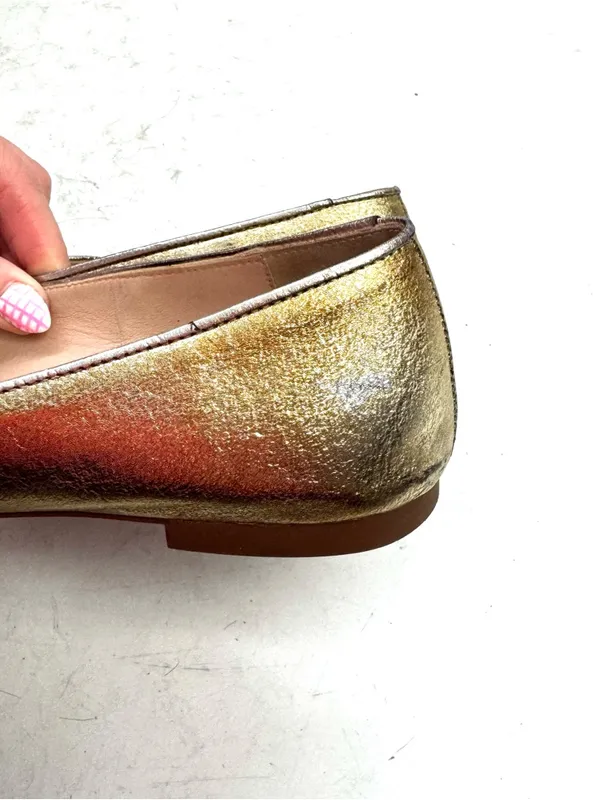 Stuart Weitzman Metallic Gold Ballet Flats Leather Size 7.5 - Image 7